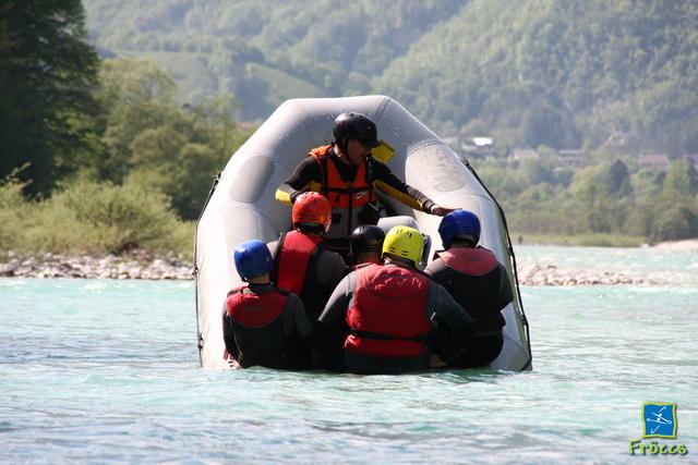 Families and friends enjoying Soca rafting in Bovec